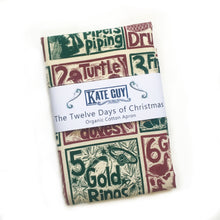 Load image into Gallery viewer, The Twelve days of Christmas organic cotton apron lino cut by Kate Guy

