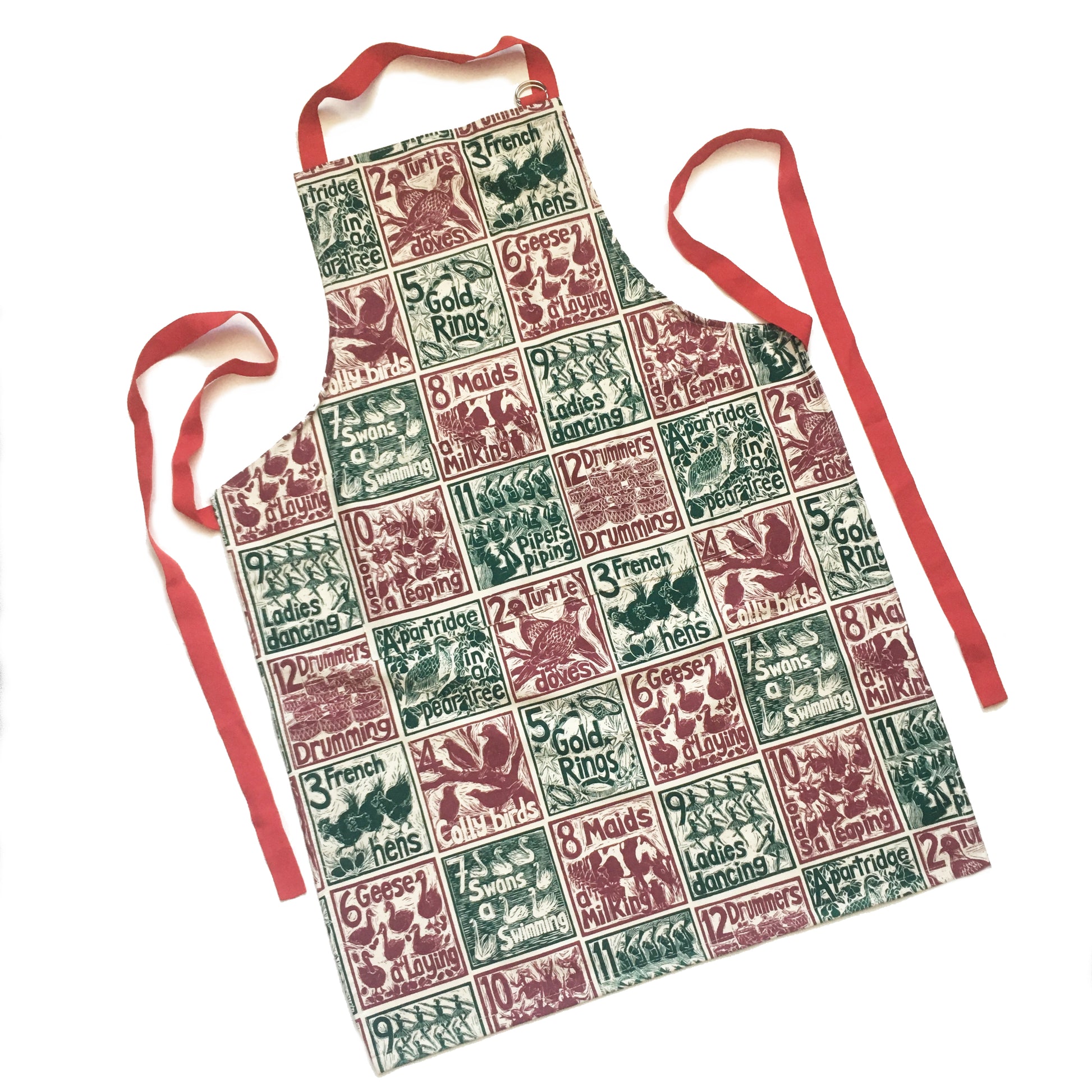 Christmas Gift Set Tea Towel, Apron and Double Oven Glove illustrated recipes mix and match Kate Guy Prints