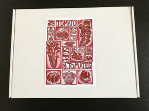 Set of 6 Tomato soup recipe organic cotton napkins - in a gift box