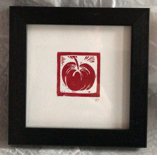 Linocut print small tomato Ingredients prints by Kate Guy Prints