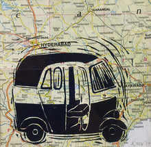 Load image into Gallery viewer, Tuk-Tuk limited edition lino cut print  ( 10 x 10 cm )
