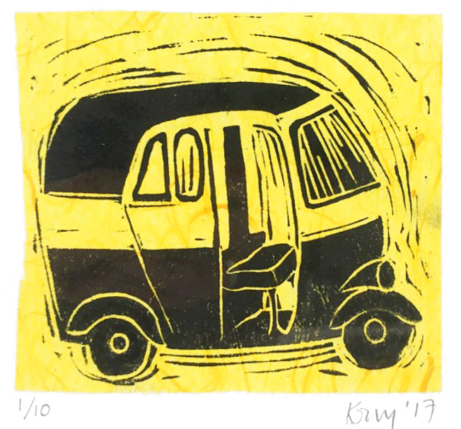 Tuk-Tuk limited edition lino cut print  ( 10 x 10 cm )