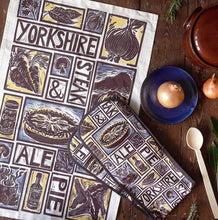 Load image into Gallery viewer, Yorkshire steak and ale pie illustrated recipe gift set lino cut print by Kate Guy Prints
