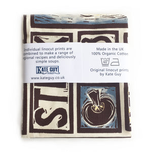 Yorkshire Steak and Ale Pie Illustrated Recipe tea towel lino cut by Kate Guy