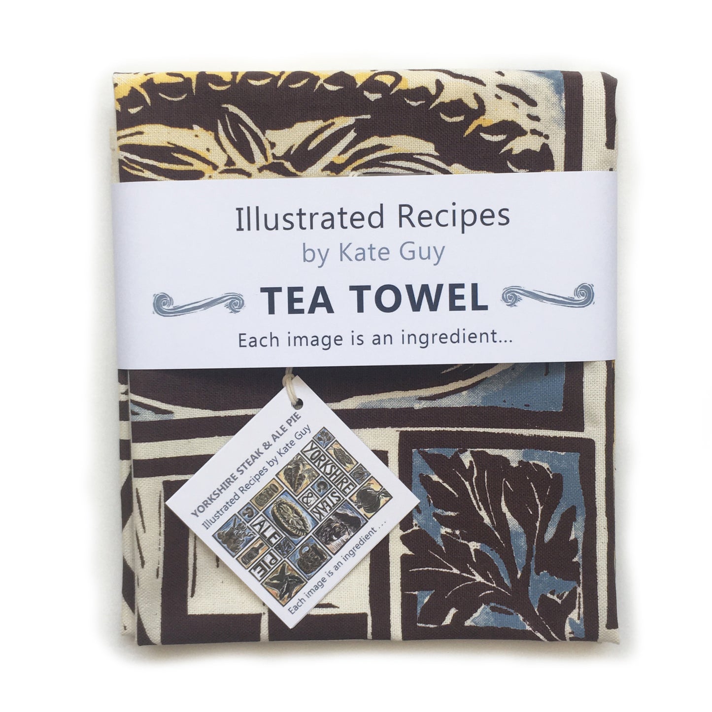 Yorkshire steak and ale pie illustrated recipe gift set lino cut print by Kate Guy Prints