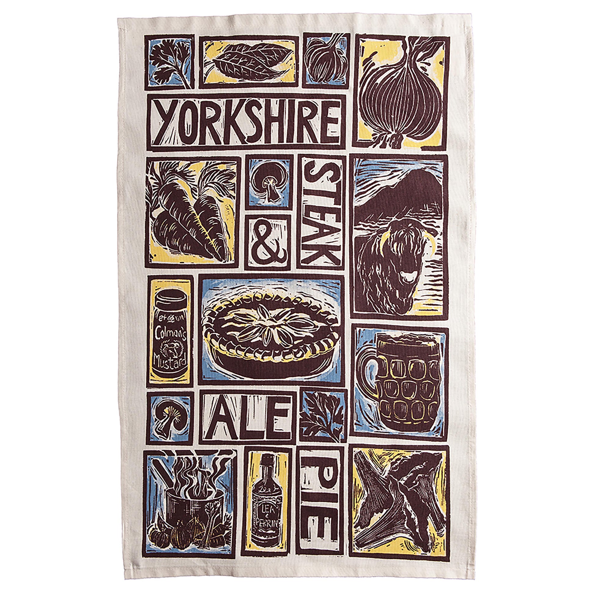 Yorkshire steak and ale pie illustrated recipe gift set lino cut print by Kate Guy Prints