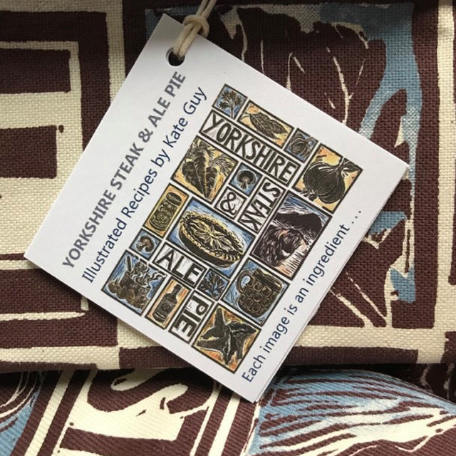 Yorkshire steak and ale pie illustrated recipe gift set lino cut print by Kate Guy Prints