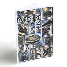 Load image into Gallery viewer, Yorkshire Steak and Ale Pie Illustrated Recipe Greetings Card lino cut by Kate Guy
