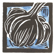 Load image into Gallery viewer, Linocut print Small Bulb of Garlic Ingredients prints by Kate Guy Prints
