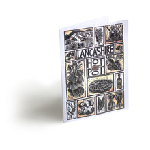 Load image into Gallery viewer, Lancashire Hot pot illustrated recipe gift set tea towel and oven gloves by Kate Guy Prints
