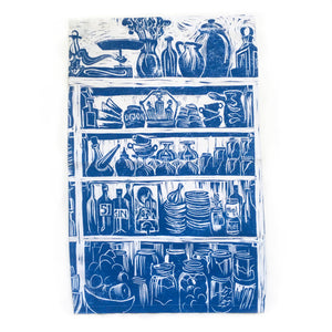 French Country Kitchen lino cut tea towel by Kate Guy