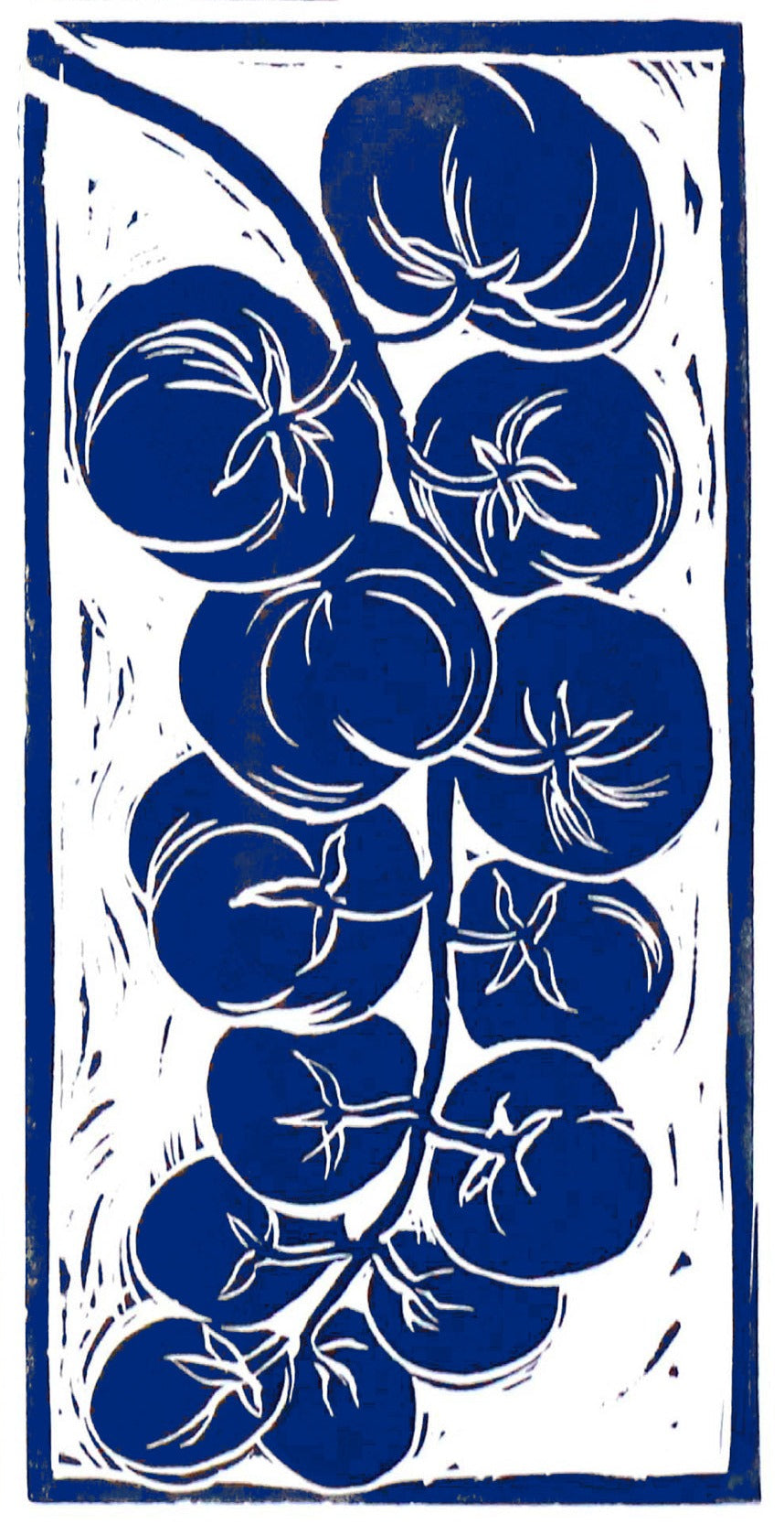 Linocut print vine tomatoes Ingredients prints by Kate Guy Prints